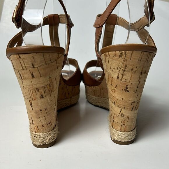 FRANCO SARTO Seema Women's Sz 9 M Tan Leather T-Strap Cork sandals Heels Shoe - Picture 7 of 11
